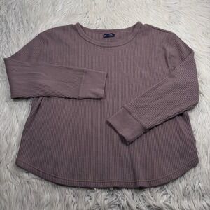 Gap Women's L Brown Waffle Knit Long Sleeve Top Cozycore Normcore